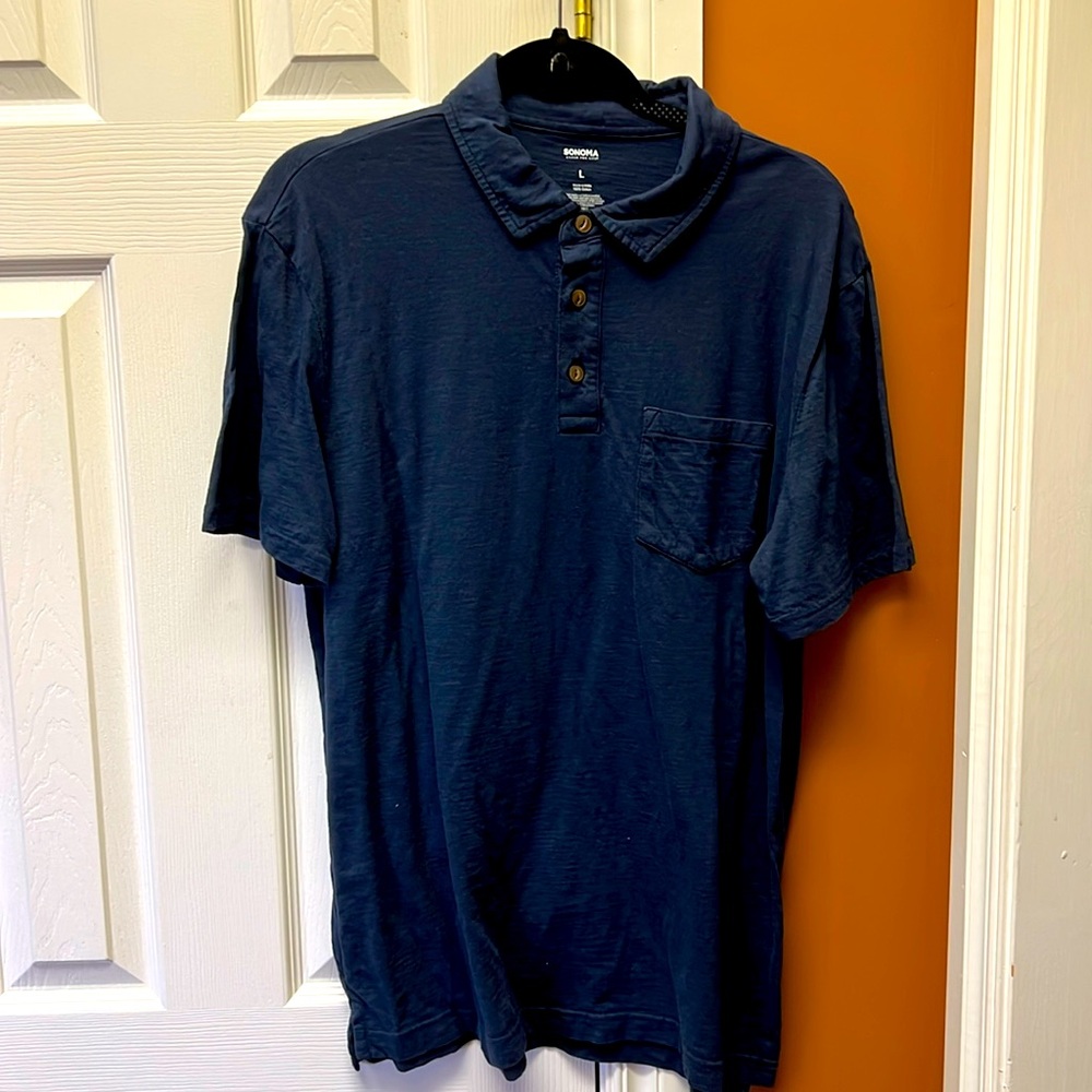 Sonoma Men’s Blue Polo. Size Large. 100% Cotton. Excellent Condition